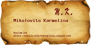 Mikolovits Karmelina névjegykártya